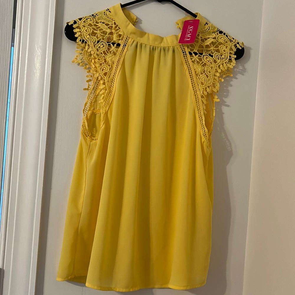 AGACI CROCHET HIGH NECK SUMMER TOP YELLOW SIZE M